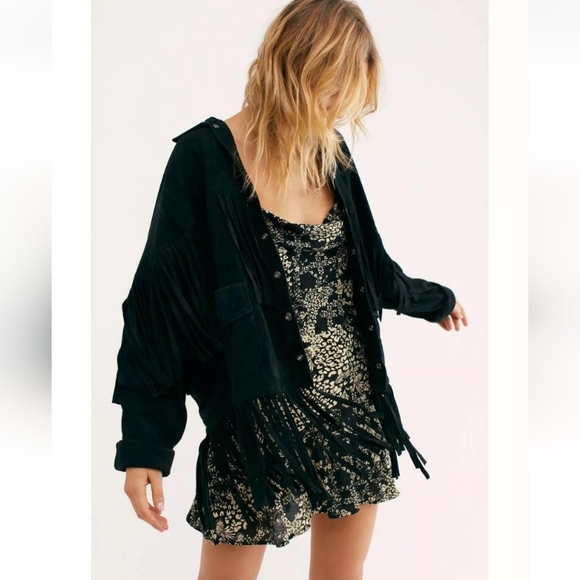 Free People The Lucky Ones Suede Fringed Jacket NWOT - Picture 4 of 12